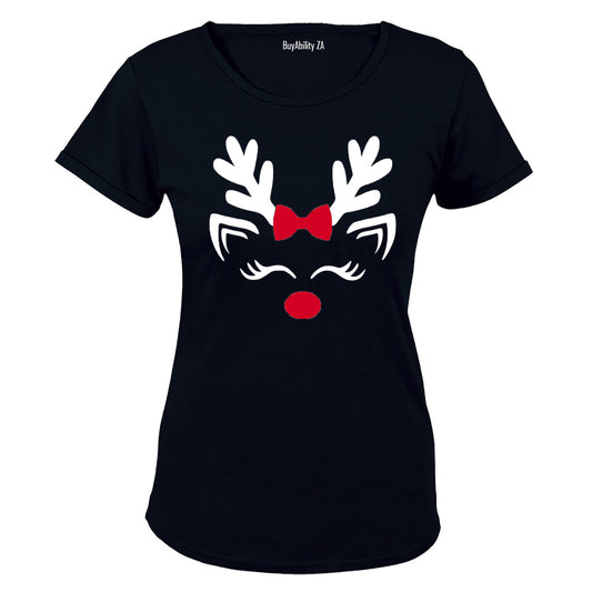 Cute Christmas Reindeer - Ladies - T-Shirt