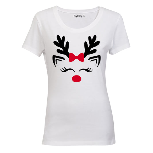 Cute Christmas Reindeer - Ladies - T-Shirt