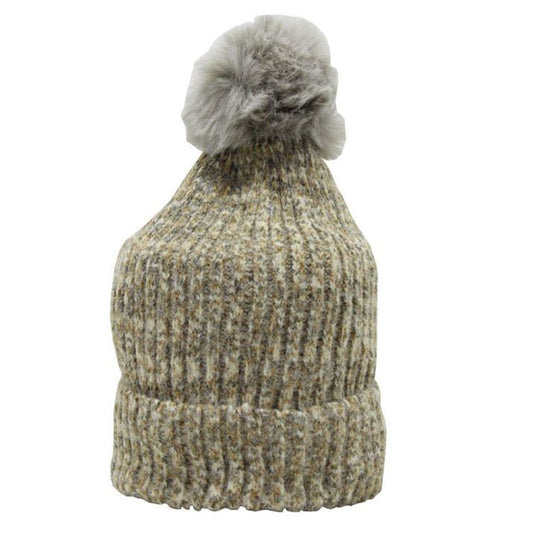 Dark Brown Pompom Beanie - BuyAbility
