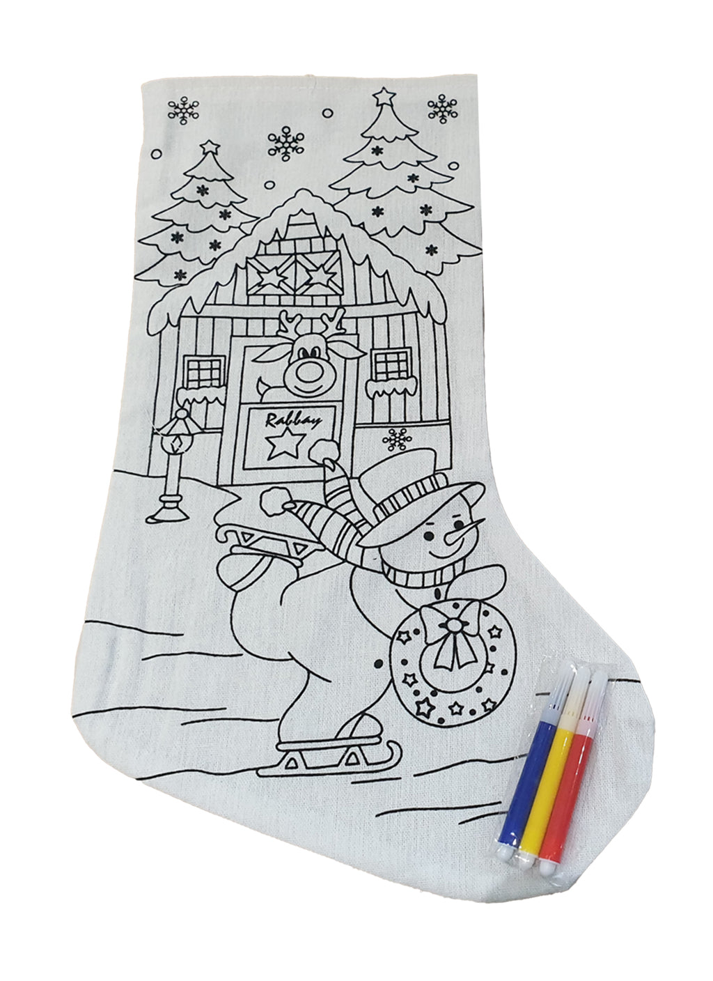 DIY Colour In Christmas Stocking With Markers - Snowman
