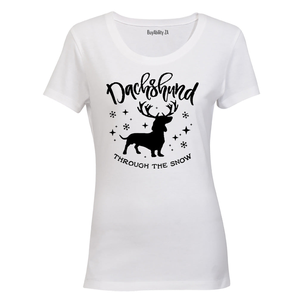 Dachshund Through the Snow - Christmas - Ladies - T-Shirt