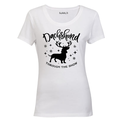 Dachshund Through the Snow - Christmas - Ladies - T-Shirt