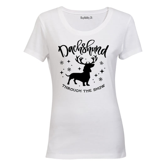 Dachshund Through the Snow - Christmas - Ladies - T-Shirt