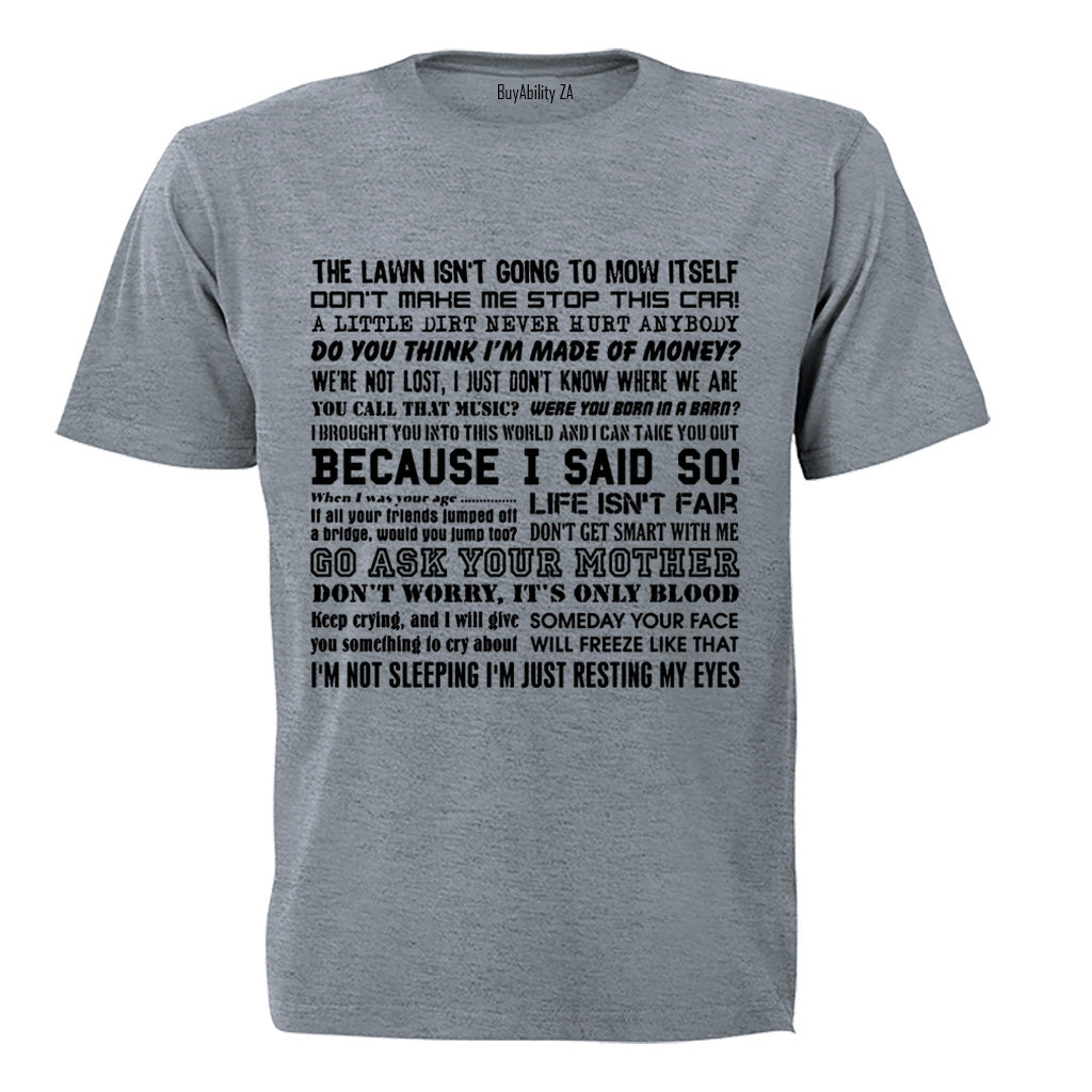 DAD Sayings - Adults - T-Shirt
