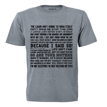 DAD Sayings - Adults - T-Shirt