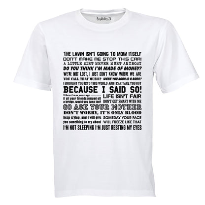 DAD Sayings - Adults - T-Shirt