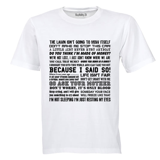 DAD Sayings - Adults - T-Shirt