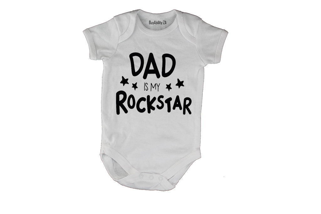 Dad is My Rockstar - Stars - Baby Grow
