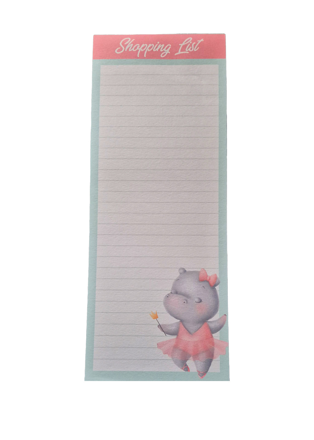 Dancing Ballerina Hippo - Magnetic Novelty Shopping List Pad