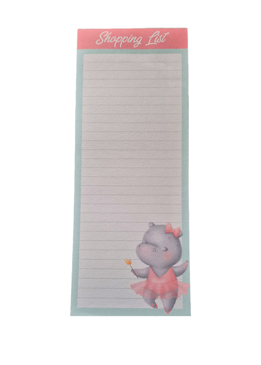 Dancing Ballerina Hippo - Magnetic Novelty Shopping List Pad