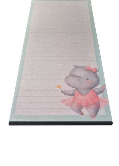 Dancing Ballerina Hippo - Magnetic Novelty Shopping List Pad