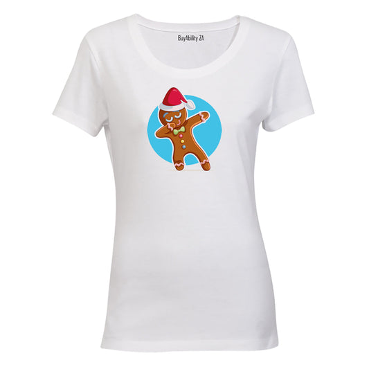 Dancing Christmas Gingerbread Man - Ladies - T-Shirt