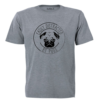 Distracted By Pugs - Adults - T-Shirt