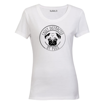 Distracted By Pugs - Ladies - T-Shirt