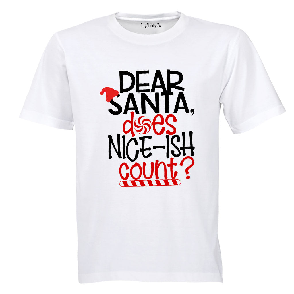 Does Nice-ISH Count - Christmas - Adults - T-Shirt