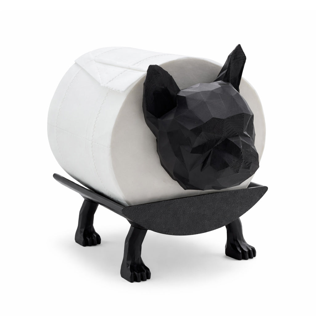 Geometric Dog Toilet Paper Holder with Toilet Paper Roll - BuyAbility