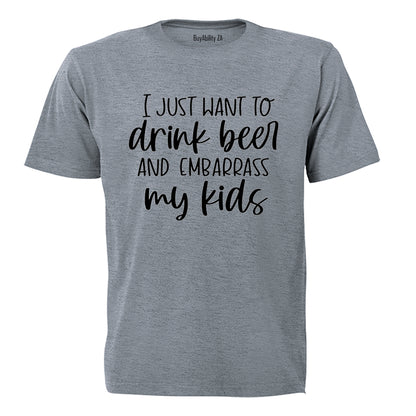 Drink Beer And Embarrass My Kids - Adults - T-Shirt - BuyAbility South Africa