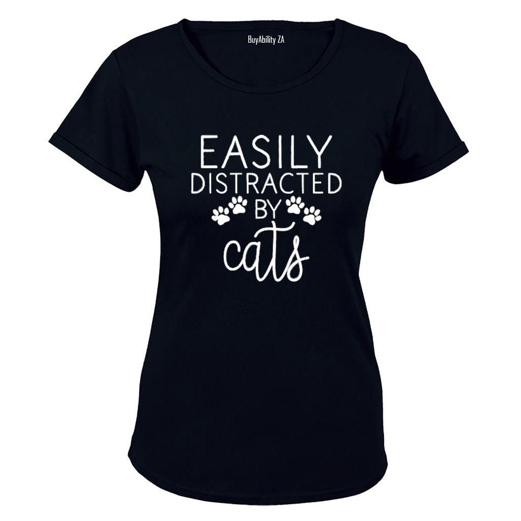 Easily Distracted by CATS - Ladies - T-Shirt - BuyAbility