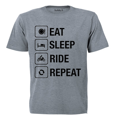 Eat. Sleep. Ride. Repeat - Adults - T-Shirt