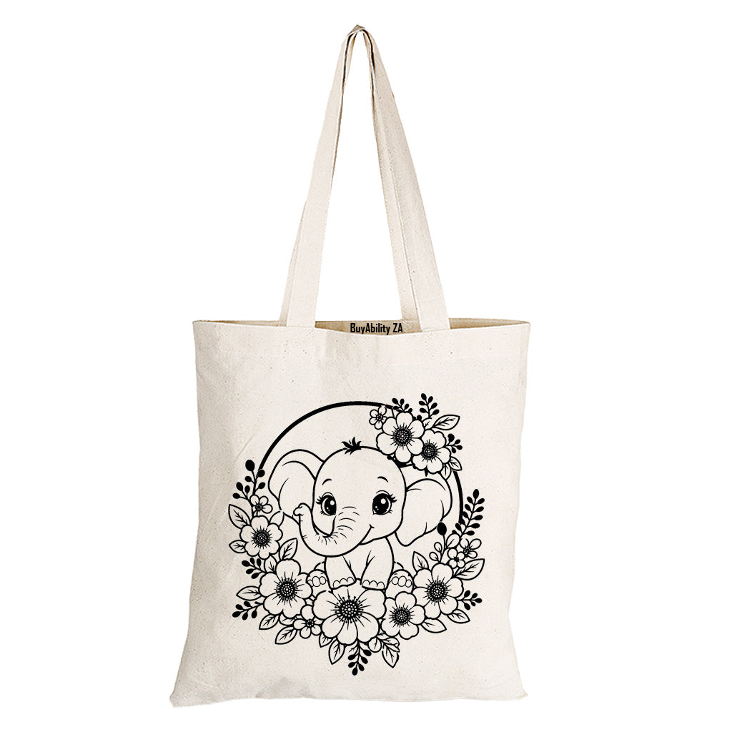 Elephant Wreath - Eco-Cotton Natural Fibre Bag - BuyAbility South Africa