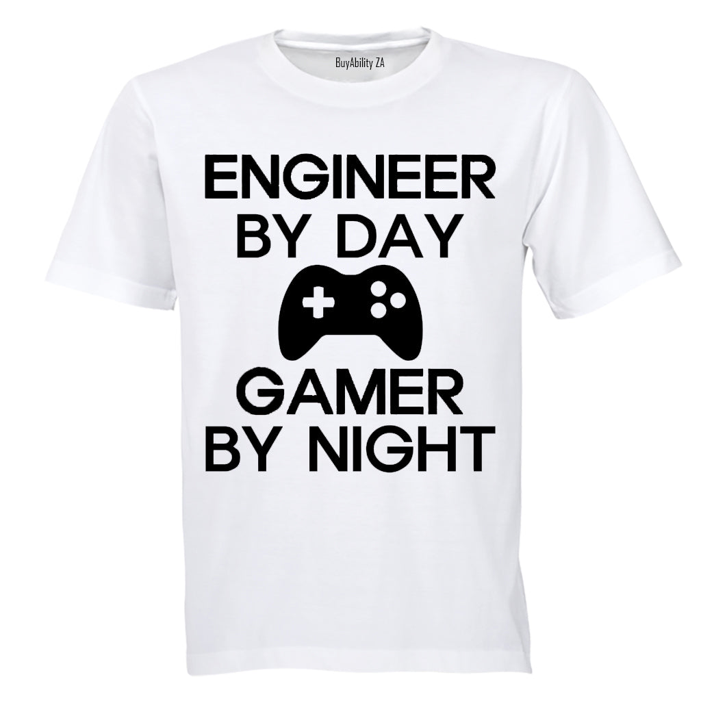 Engineer by Day - Gamer by Night - Adults - T-Shirt