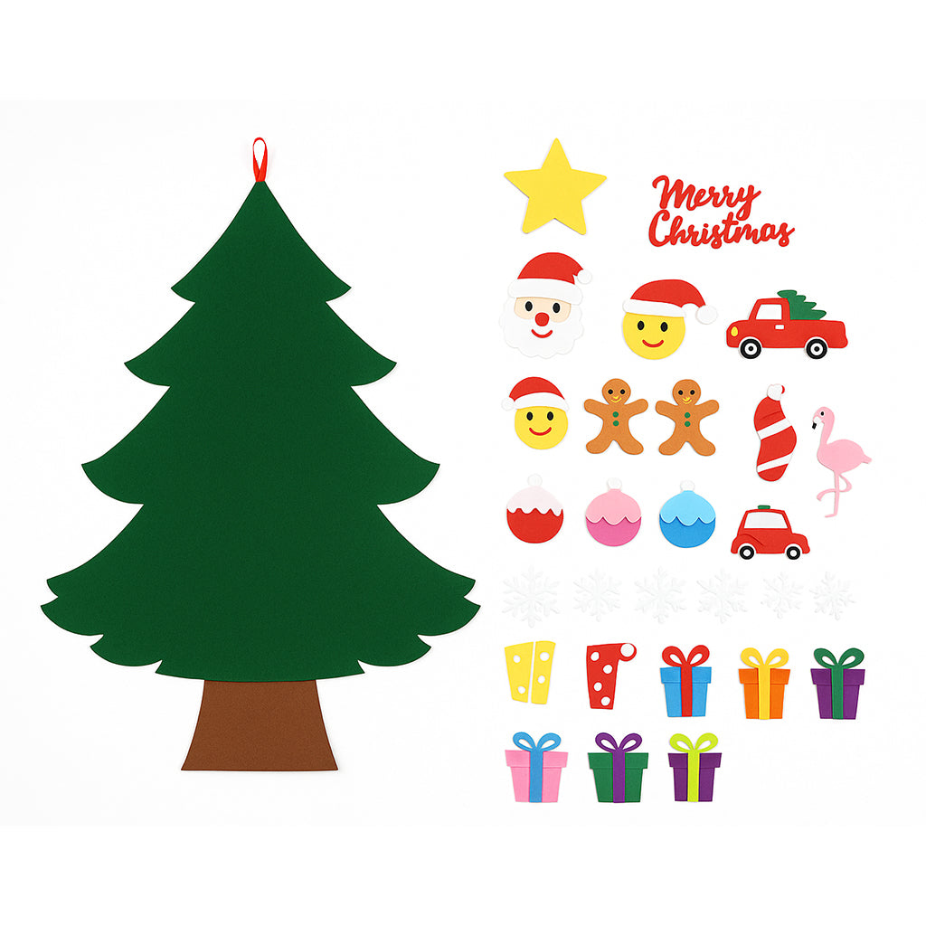 Large Felt Christmas Tree with 35 Detachable Ornaments