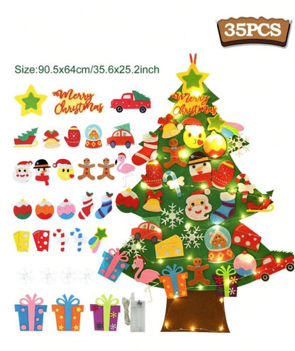 Large Felt Christmas Tree with 35 Detachable Ornaments