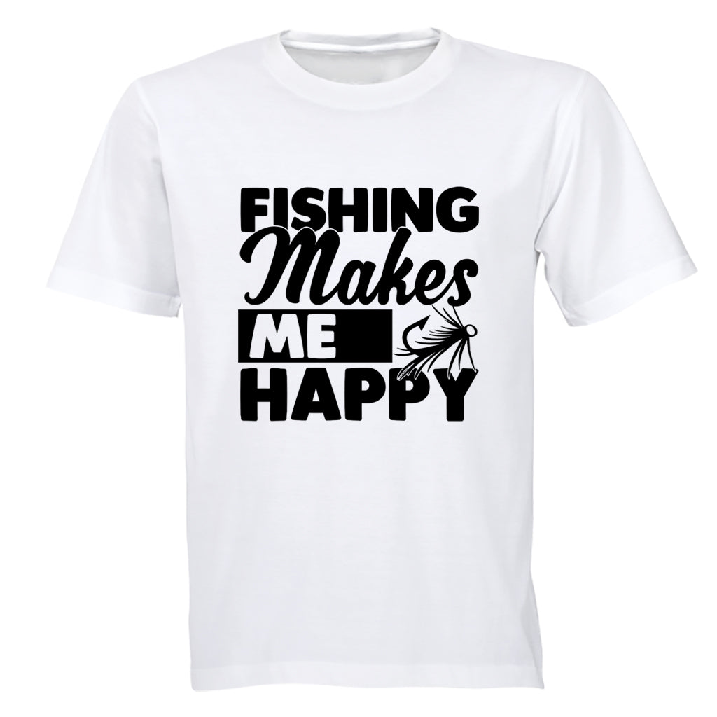 Fishing Makes Me Happy - Adults - T-Shirt - BuyAbility South Africa