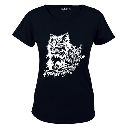 Floral Cat - Ladies - T-Shirt