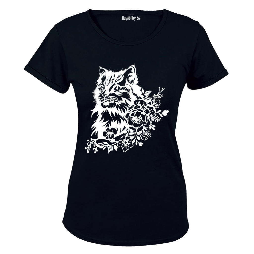 Floral Cat - Ladies - T-Shirt