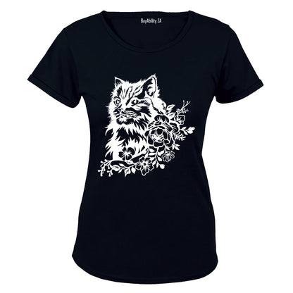 Floral Cat - Ladies - T-Shirt