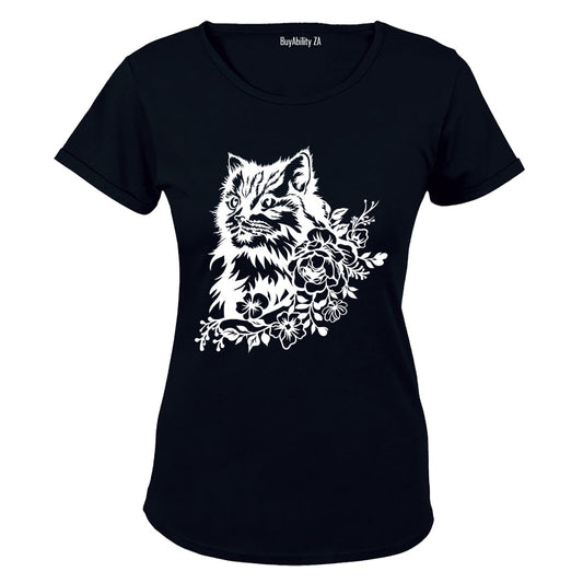 Floral Cat - Ladies - T-Shirt