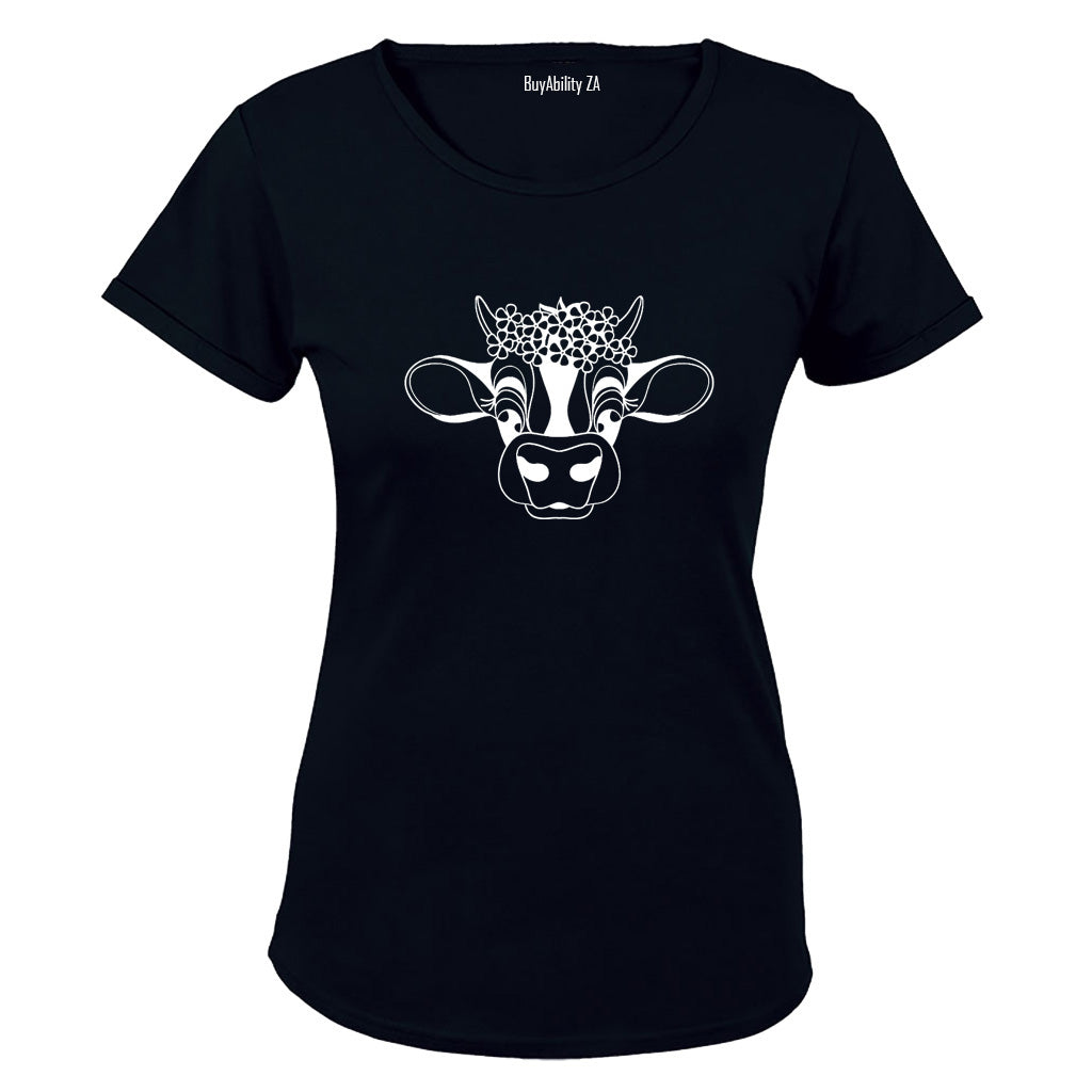 Floral Cow - Ladies - T-Shirt