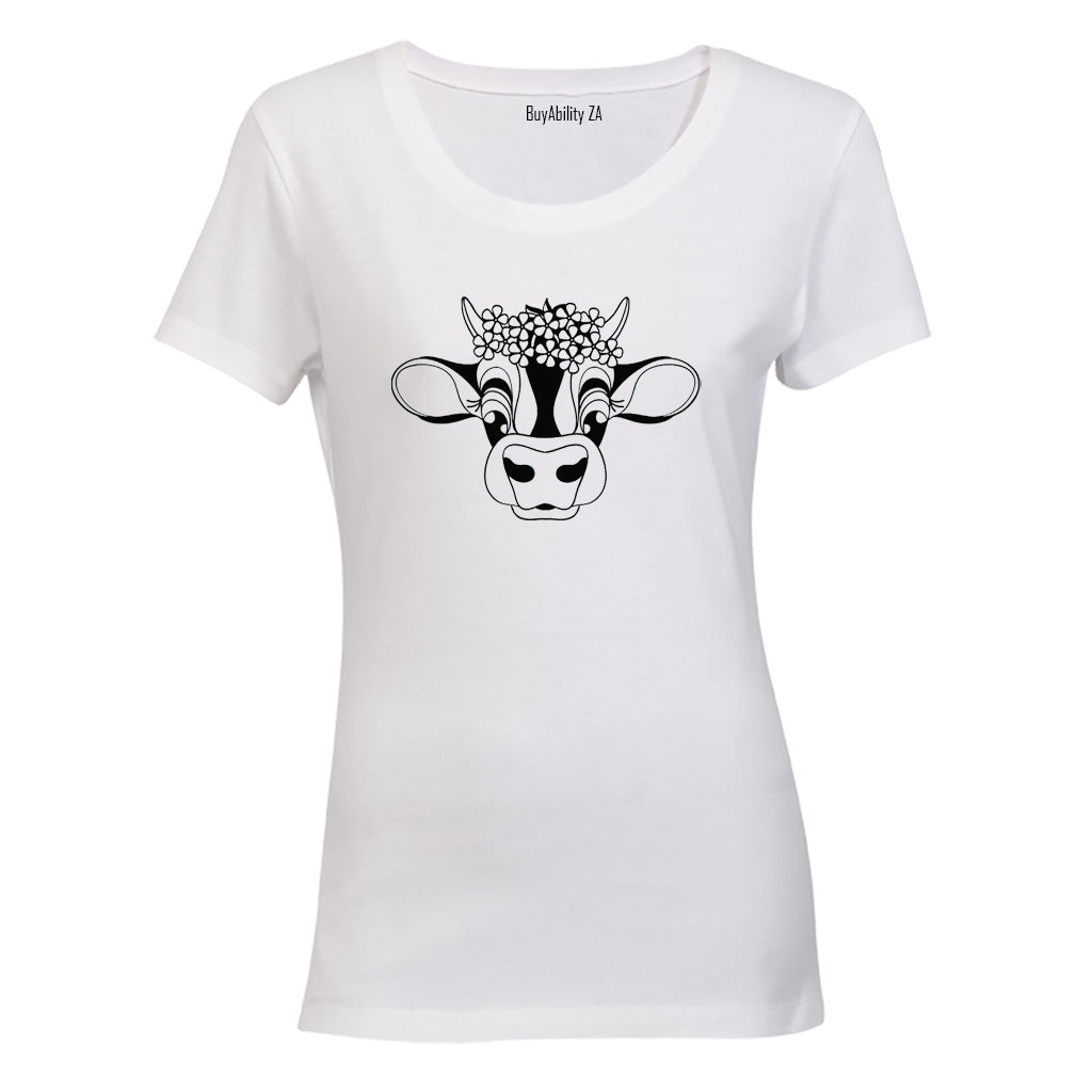 Floral Cow - Ladies - T-Shirt