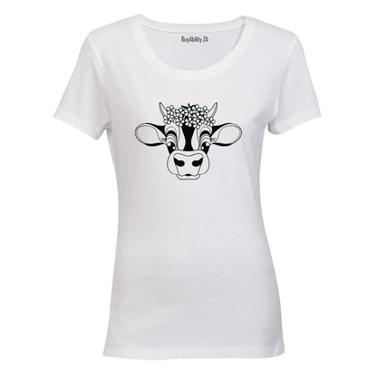 Floral Cow - Ladies - T-Shirt