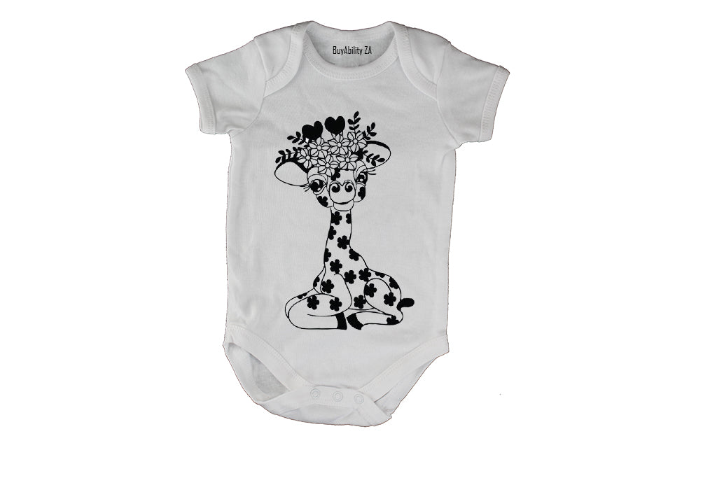 Floral Giraffe - Baby Grow