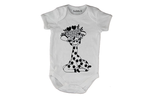 Floral Giraffe - Baby Grow