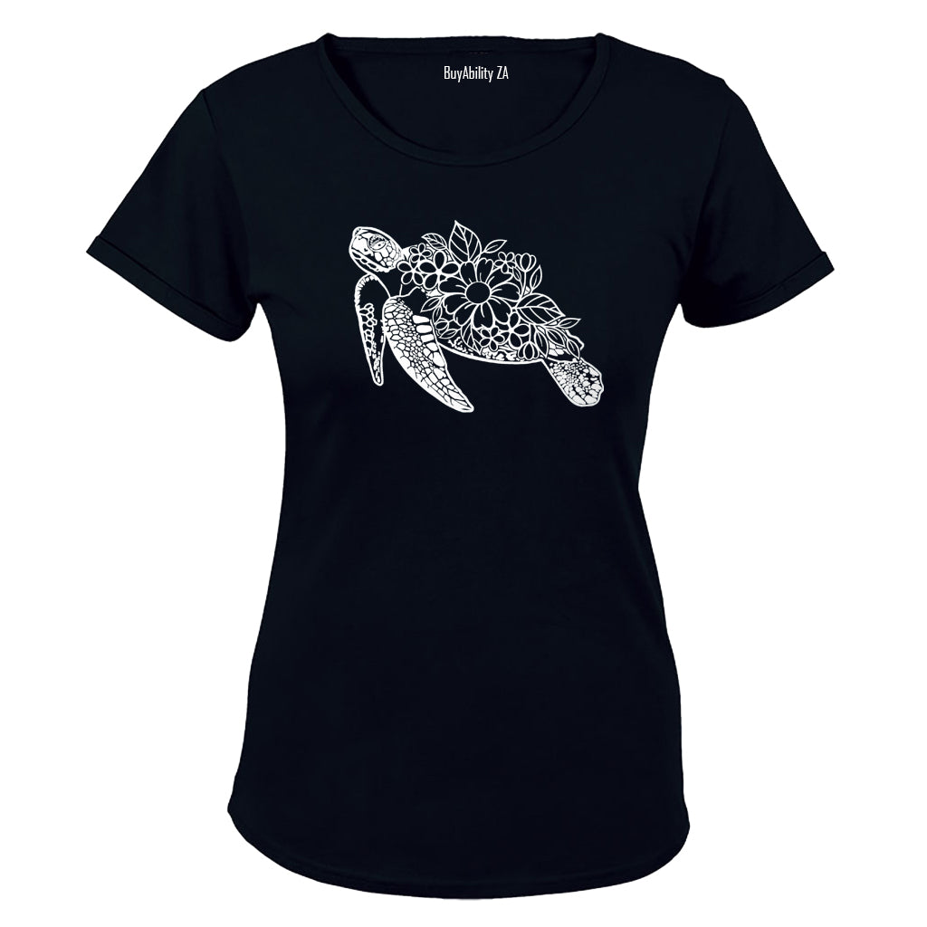 Floral Sea Turtle - Ladies - T-Shirt - BuyAbility South Africa