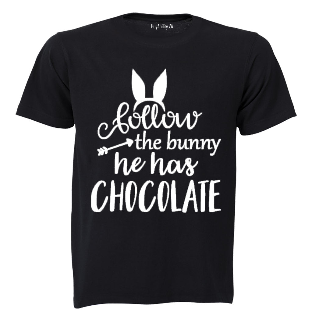 Follow The Bunny - He Has Chocolate! - Kids T-Shirt