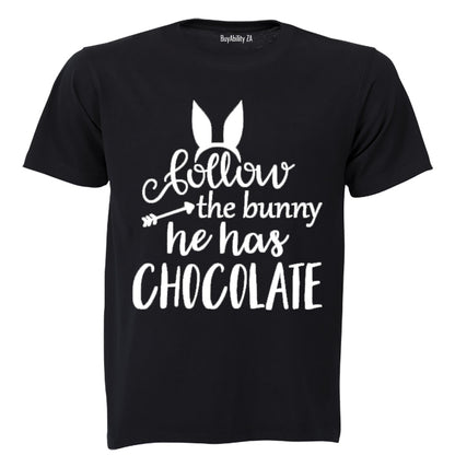 Follow The Bunny - He Has Chocolate! - Kids T-Shirt