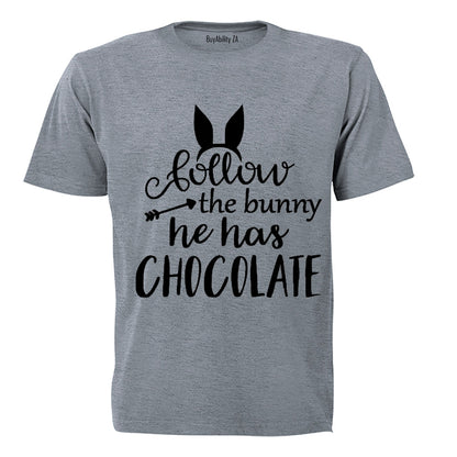 Follow The Bunny - He Has Chocolate! - Kids T-Shirt