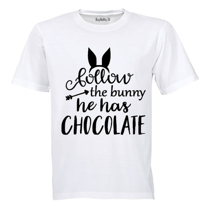 Follow The Bunny - He Has Chocolate! - Kids T-Shirt