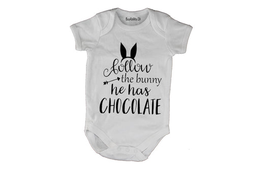 Follow The Bunny - He Has Chocolate! - Baby Grow