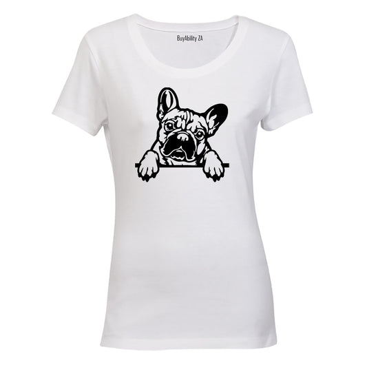 French Bulldog - Peeking - Ladies - T-Shirt