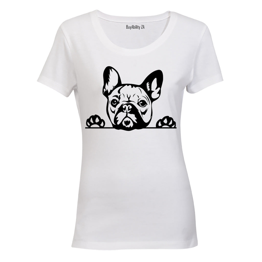Peeking French Bulldog - Ladies - T-Shirt