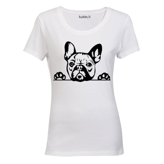 Peeking French Bulldog - Ladies - T-Shirt