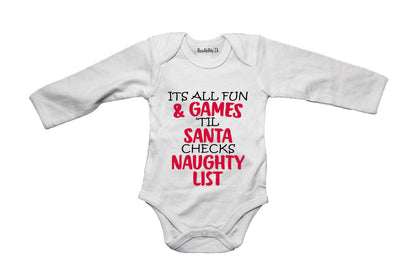 Fun and Games Christmas Naughty List! - Baby Grow - BuyAbility