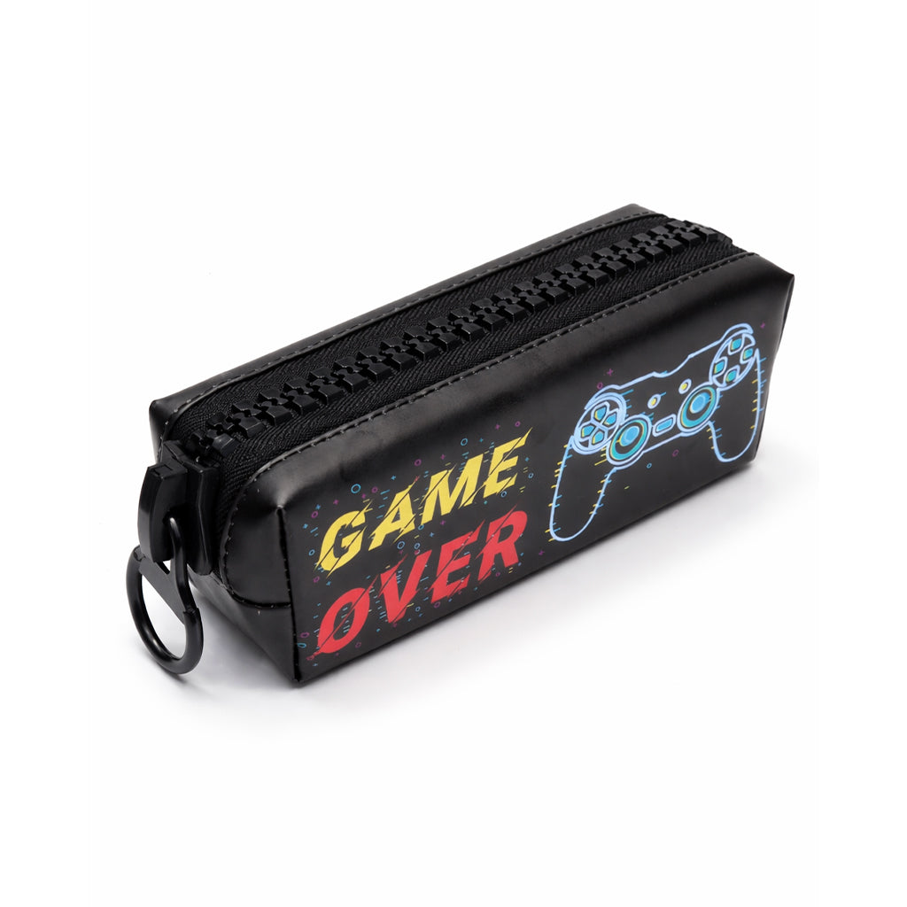 Over-sized Zip Black Game Over Pencil Case