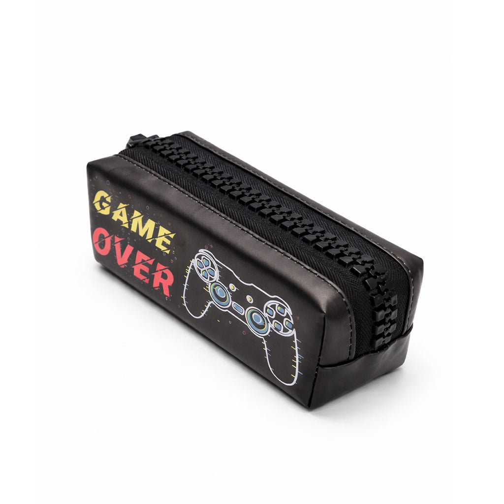 Over-sized Zip Black Game Over Pencil Case