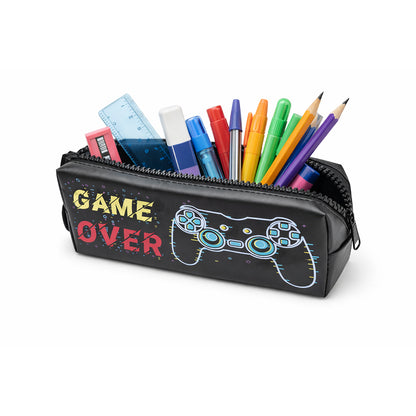 Over-sized Zip Black Game Over Pencil Case